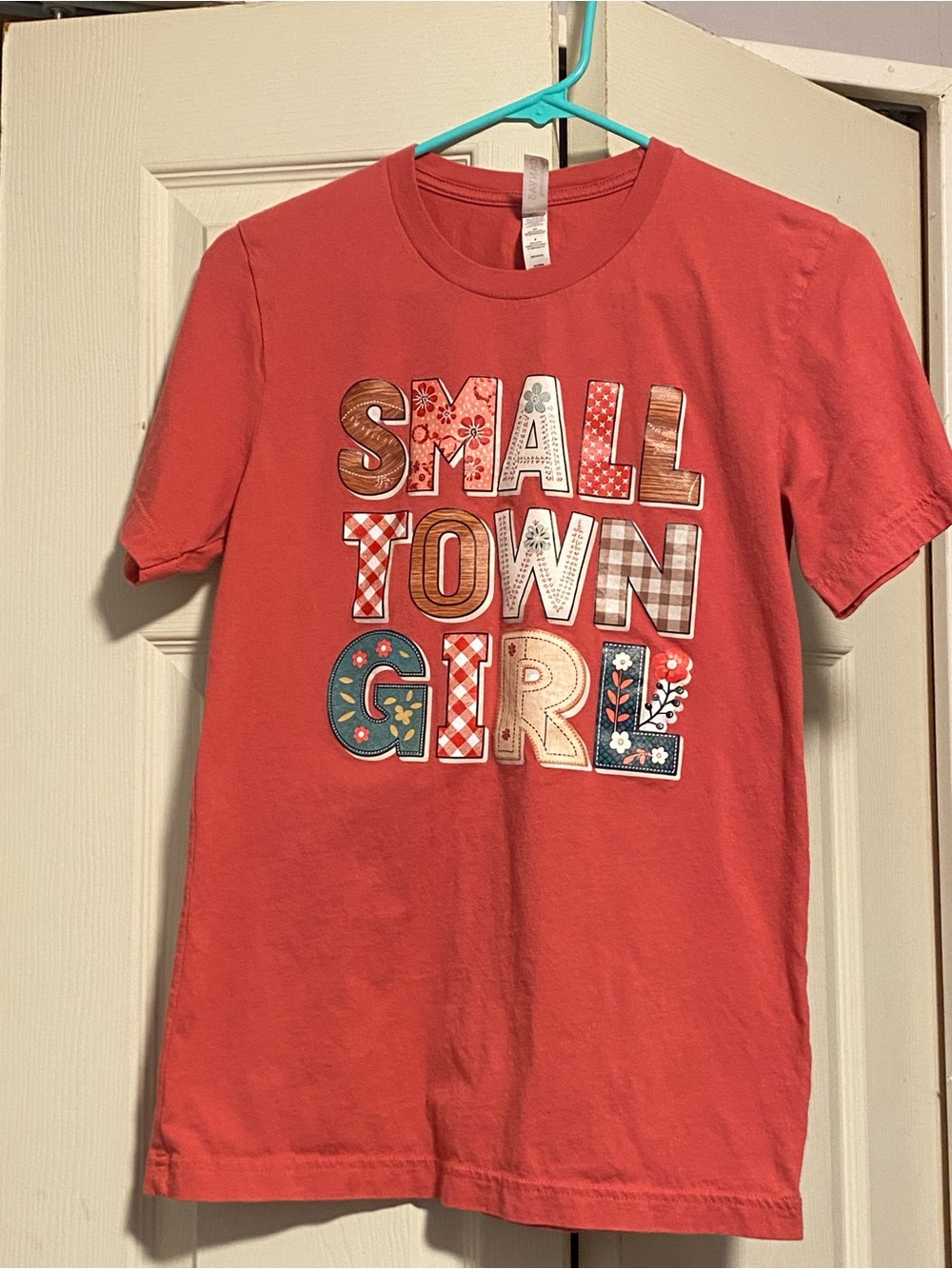Bella Canvas Coral 'Small Town Girl' Graphic Tee